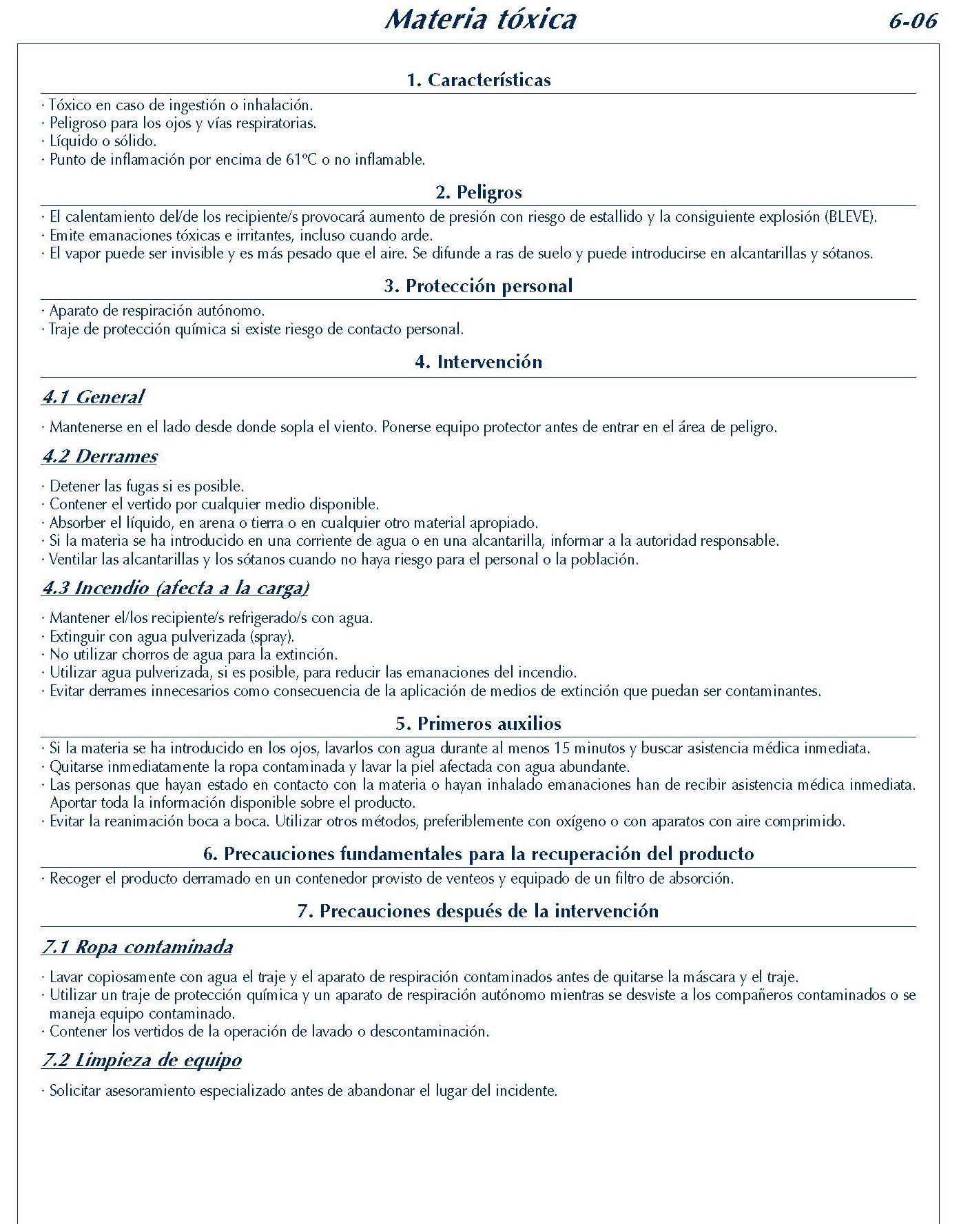 244 FICHA 6-61 MATERIA TOXICA FICHAS EMERGENCIA